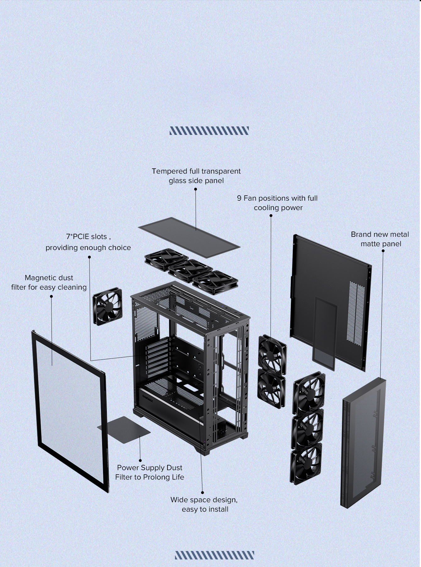 GAMEMAX Quest Black E-ATX PC Gaming Case
